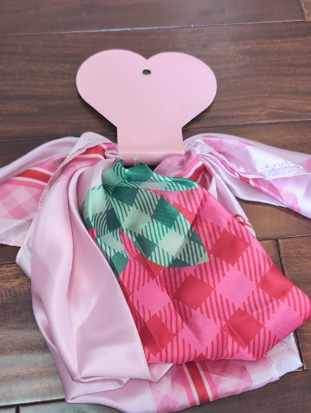 Juicy Couture Pink Plaid Satin Hair Scarf